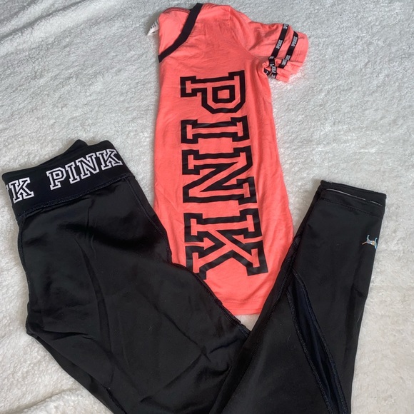 Pink Reversible Mesh Legging and V-Neck Set - Picture 8 of 10